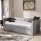 Baxton Studio Raymond Grey Nailheads Sofa Twin Daybed with Roll-Out Trundle Bed 125-6849 - alternate 3